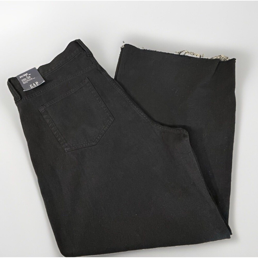 GAP Jeans High Rise Wide Leg Black Denim Raw Hem NEW Classic Casual Women 20